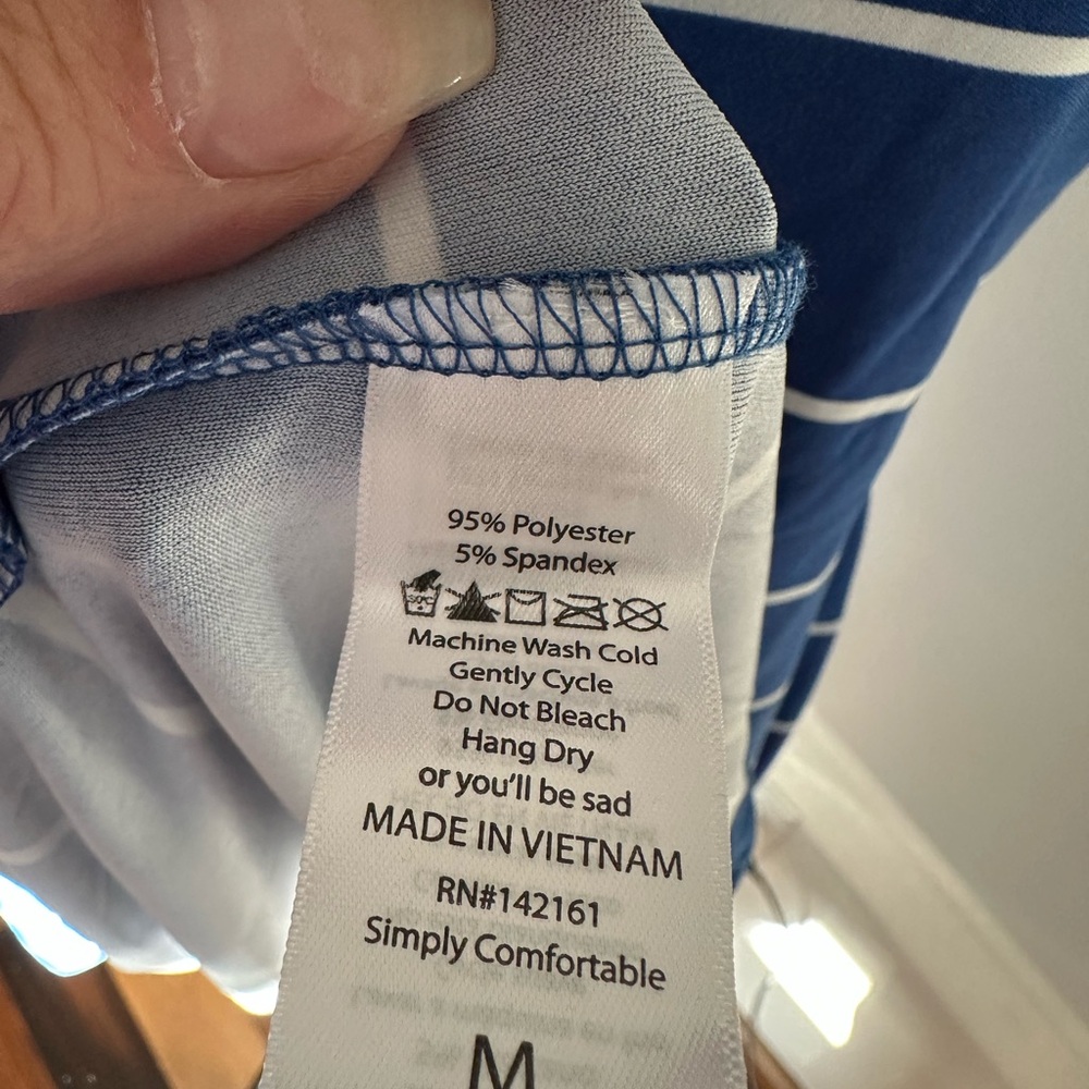 New LuLaRoe Blue and White Striped Sz M Maria Maxi Dress Vintage Slinky Silky - Picture 4 of 4